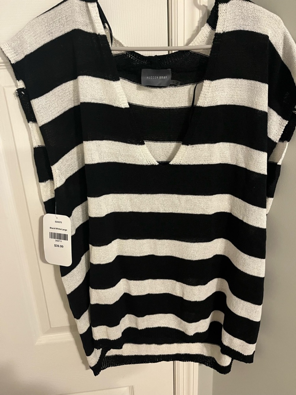 Hudson Gray Black & White Striped Knit Tank Top